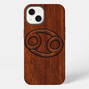 Zodiac Symbol on Mahogany Style Decor iPhone Hülle