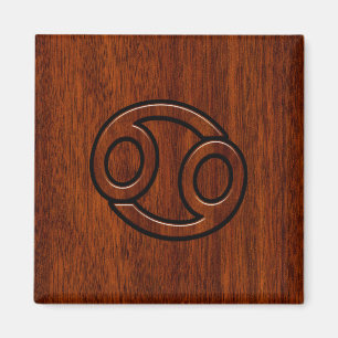 Zodiac Symbol on Mahogany Style Decor Magnet