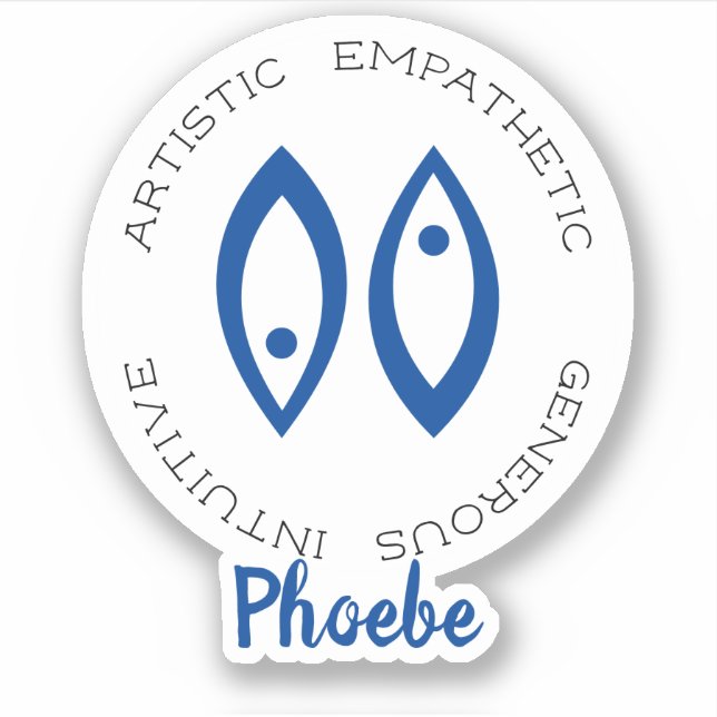 Zodiac Symbol Pisces Aufkleber (Vorderseite)