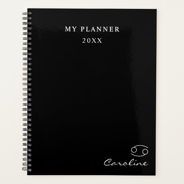 Zodiac-Symbol-Planner für Krebs 2022 Schwarz und W Planer (Vorderseite)