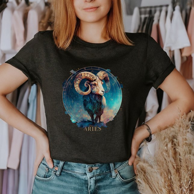 Zodiac Symbol Ram Celestis Fantasy Aries Womens T-Shirt (Von Creator hochgeladen)