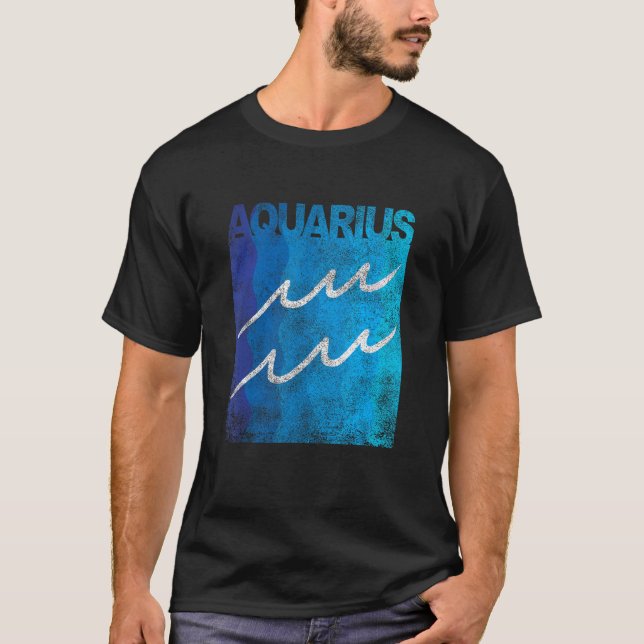 Zodiac Symbol Sign Aquarius Mens oder Damen T-Shirt (Vorderseite)
