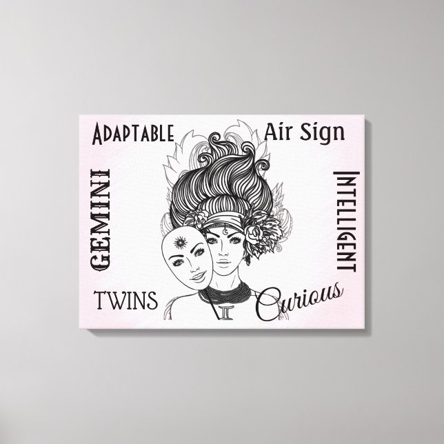 Zodiac-Symbol und Pink-Zeichen Leinwanddruck (Vorderseite)