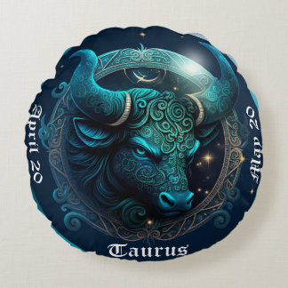 Zodiac Tauras Dated Round Pillow Rundes Kissen