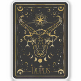 Zodiac Taurus Astrologisches Schwarz-Gold-Sticker Aufkleber