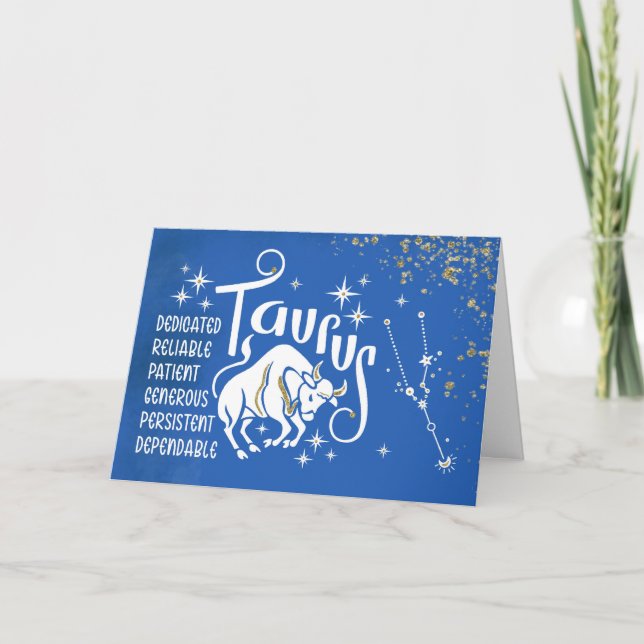 Zodiac Taurus Geburtstag mit Sternbild Karte (Vorderseite)