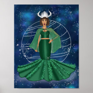 Zodiac Taurus Goddess mit Planet Venus Poster