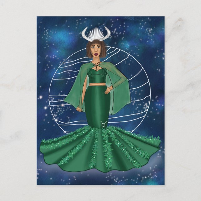 Zodiac Taurus Goddess mit Planet Venus Postkarte (Vorderseite)