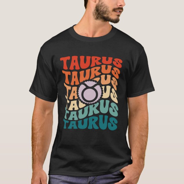 Zodiac Taurus Horoscope Retro Groovy Taurus Zodiac T-Shirt (Vorderseite)