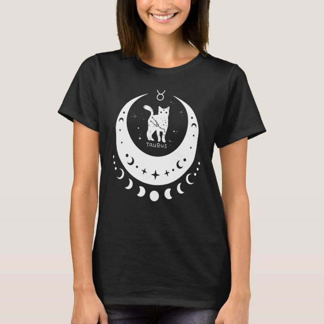 Zodiac Taurus Horoskop Astrologie Signatur Katze C T-Shirt (Vorderseite)