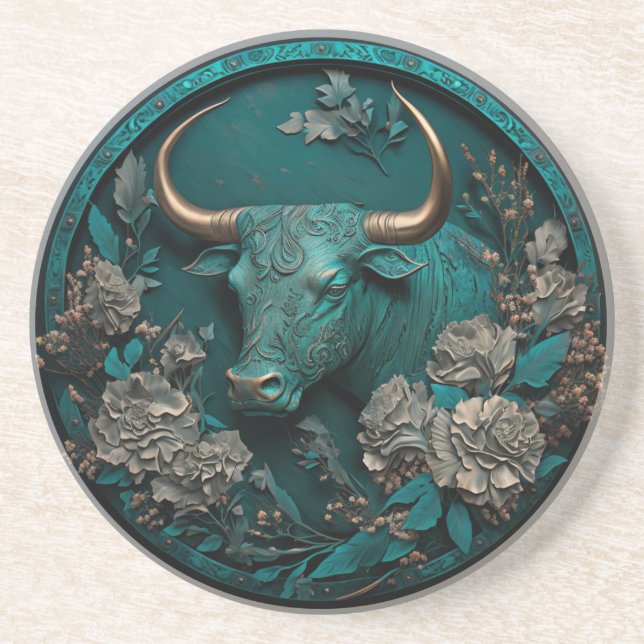 Zodiac Taurus Metal Art Getränkeuntersetzer (Vorne)