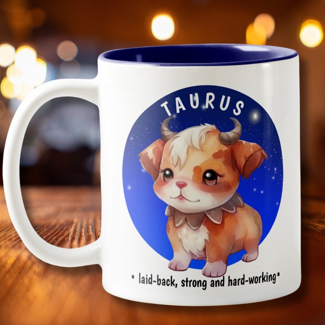 Zodiac Taurus Niedlich Watercolor Dog individuelle Zweifarbige Tasse (Von Creator hochgeladen)