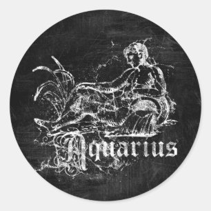 Zodiac Vintag Aquarius Runder Aufkleber