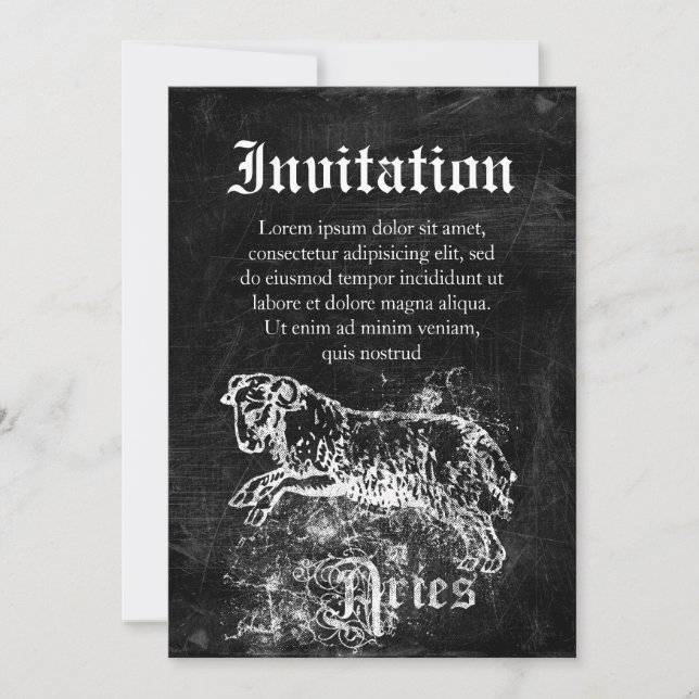 Zodiac Vintag Aries Einladung (Vorderseite)