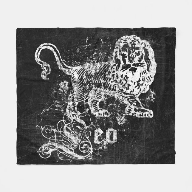 Zodiac Vintag Leo Fleecedecke (Vorderseite (Horizontal))