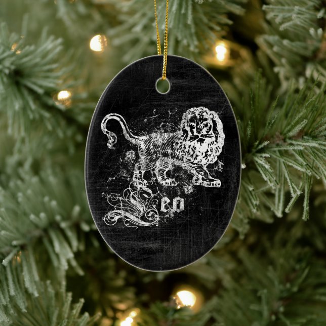 Zodiac Vintag Leo Keramik Ornament (Baum)