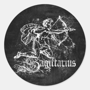 Zodiac Vintag Sagittarius Runder Aufkleber