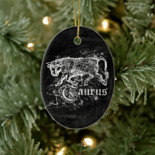 Zodiac Vintag Taurus Keramik Ornament