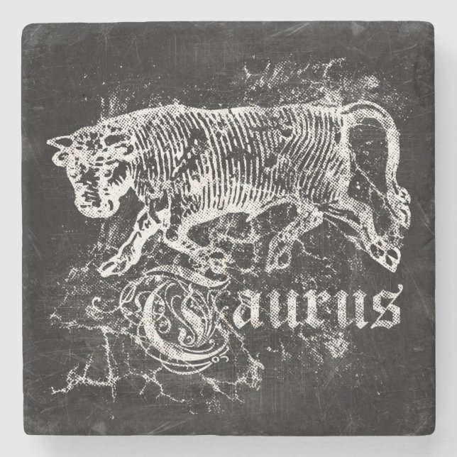 Zodiac Vintage Stier Steinuntersetzer (Vorderseite)