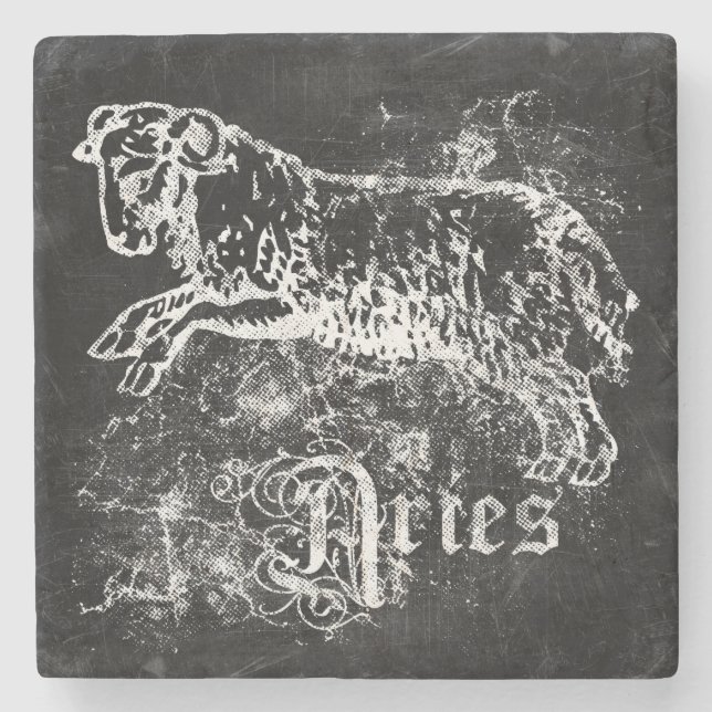 Zodiac Vintage Widder Steinuntersetzer (Vorderseite)