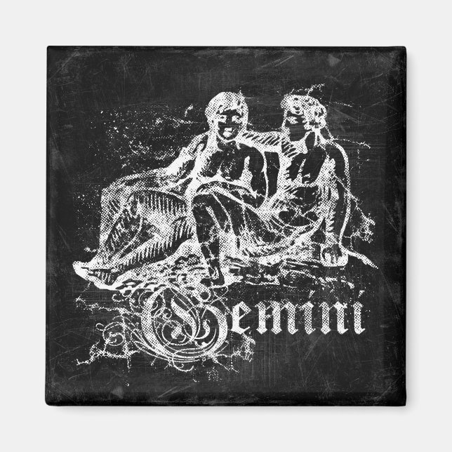 Zodiac Vintage Zwillinge Magnet (Vorne)
