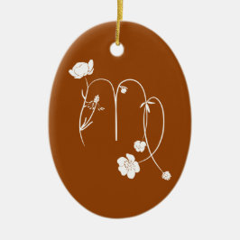 Zodiac Virgo Blume stylische Monogramm-Bezeichnung Keramik Ornament