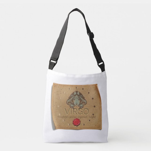 Zodiac - Virgo - Cross Body Tote Bag Tragetaschen Mit Langen Trägern (Vorderseite)