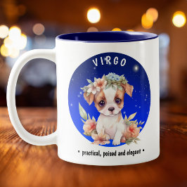 Zodiac Virgo Niedlich Watercolor Dog individuelle  Zweifarbige Tasse