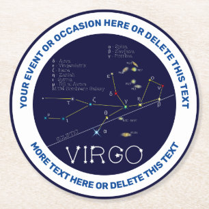 Zodiac Virgo Runder Pappuntersetzer