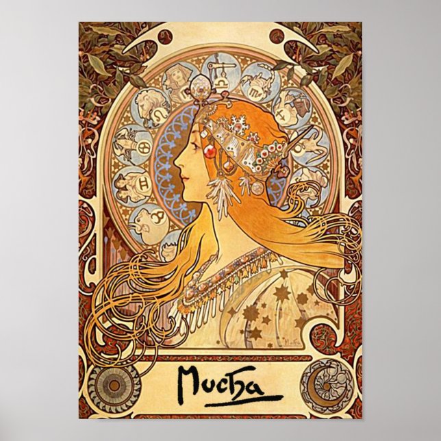 Zodiac von Alfons Mucha - Art Nouveau Poster (Vorne)
