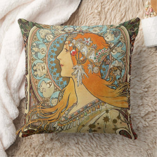 Zodiac von Alphonse Mucha Kissen
