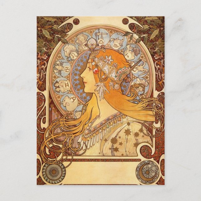 Zodiac von Alphonse Mucha Postkarte (Vorderseite)