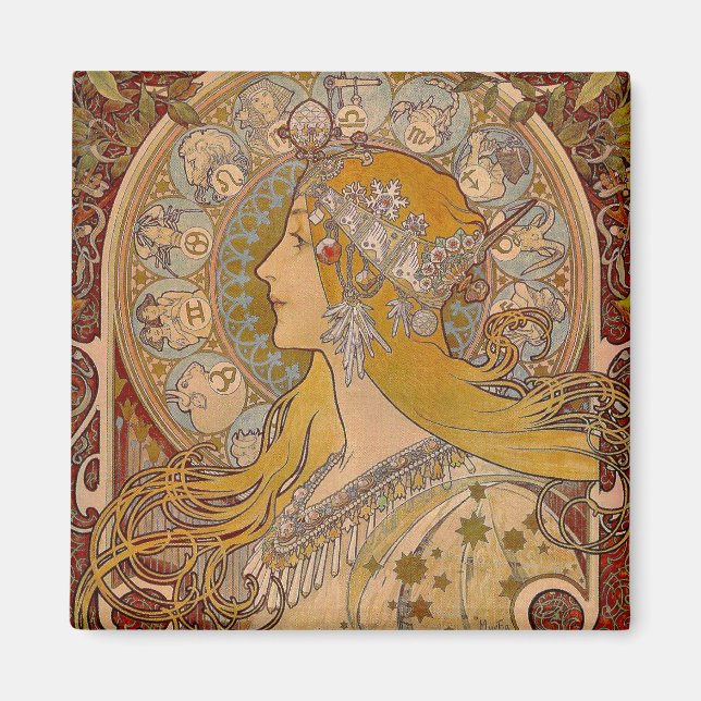 Zodiac von Mucha Magnet (Vorne)