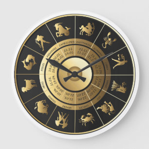 Zodiac Wall Clock Black & Gold Große Wanduhr