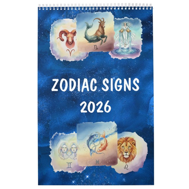 Zodiac-Wasserfarben-Kunst Astrologisch  Kalender (Titelbild)