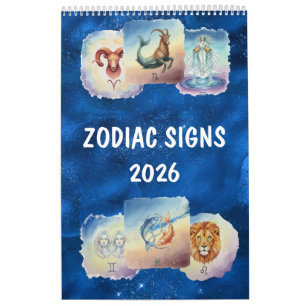 Zodiac-Wasserfarben-Kunst Astrologisch Kalender