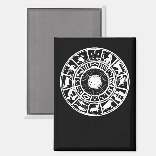 Zodiac Wheel mit Sun- und Astrologie-Symbolen Magnet (Vorderseite/Rückseite)