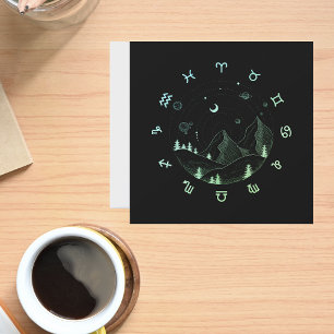 Zodiac Wheel Mountain Landscape Square Greeting Karte