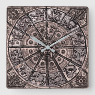 Zodiac Wheel Quadratische Wanduhr