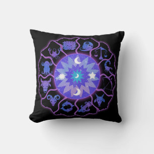 Zodiac Wheel Throw Kissenstangen und Monde Kissen