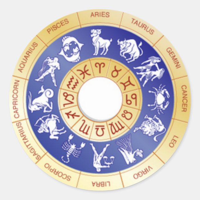 Zodiac Wheel, Western Runder Aufkleber (Vorderseite)