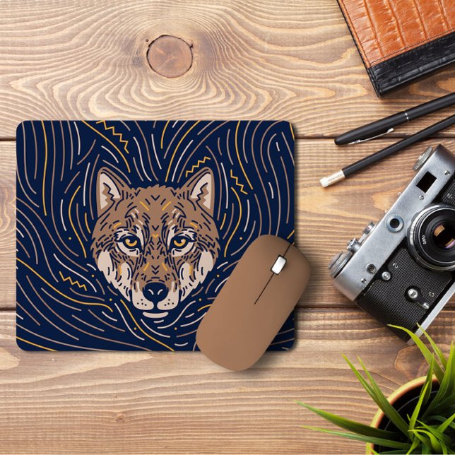 Zodiac Wolf Portrait | Handgezeichnet Wolf Mousepa Mousepad (Von Creator hochgeladen)