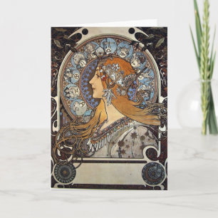 Zodiac Woman by Alphonse Mucha - Jugendstil Karte