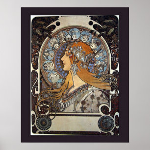 Zodiac Women by Alphonse Mucha - Vintage Kunst Poster