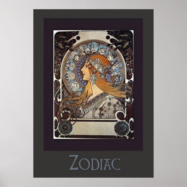 Zodiac Women by Alphonse Mucha - Vintage Kunst Poster (Vorne)