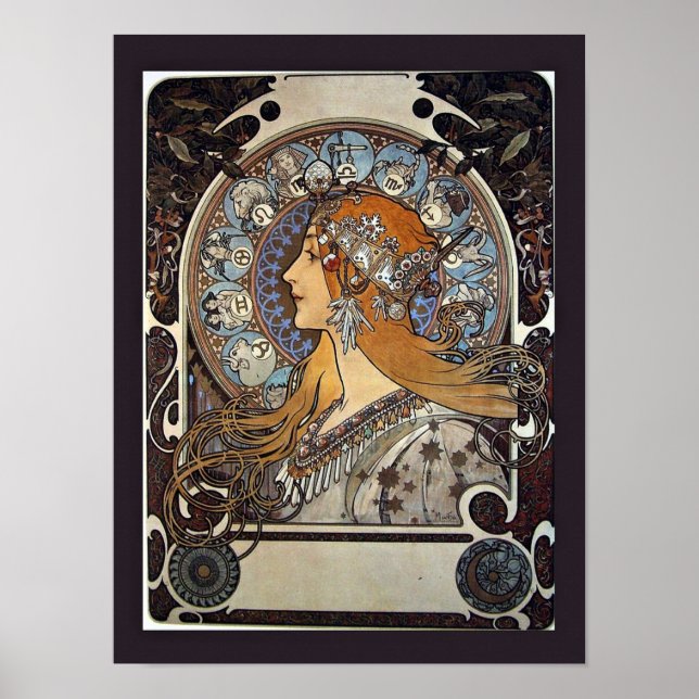 Zodiac Women by Alphonse Mucha - Vintage Kunst Poster (Vorne)