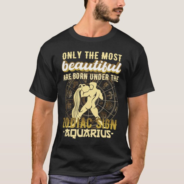 Zodiac-Zeichen Aquarius Astrologie T-Shirt (Vorderseite)
