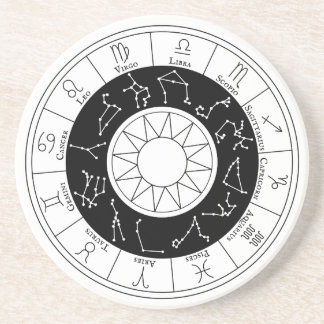 Zodiac-Zeichen Circle Black and White Getränkeuntersetzer