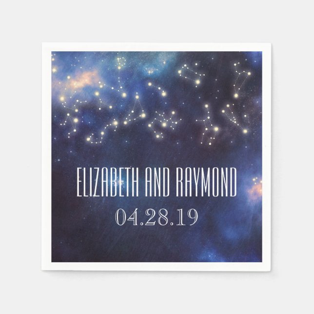 Zodiac-Zeichen | Constellation Starry Night Weddin Serviette (Vorderseite)