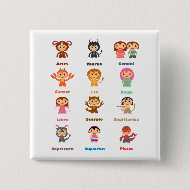 Zodiac-Zeichen für Kinder Button (Vorderseite)